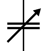 Adjustable capacitor symbol