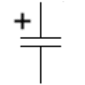 Capacitor, polarized symbol