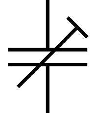 Capacitor with pre-set adjustment symbol
