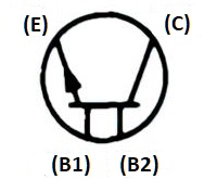 IEEE symbol of NPN transistor with transverse biased base