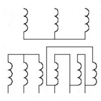 Three-phase transformer, connection star-star-delta. Form 2