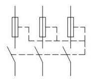 Three-pole switch with striker fuses