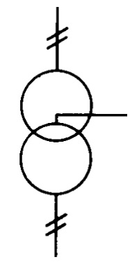 Transformer with centre tap on one winding. Form 1